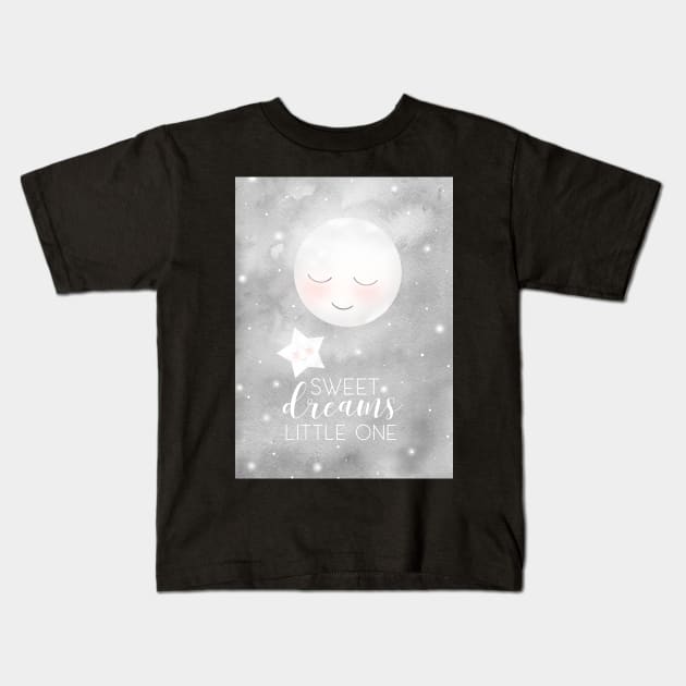 Moon And Stars Kids T-Shirt by gusstvaraonica